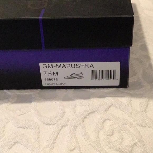 GUNMETAL MARUSHKA light nude patent shoes NEW WITH BOX size 7.5. Wingtip Oxford - Picture 7 of 7